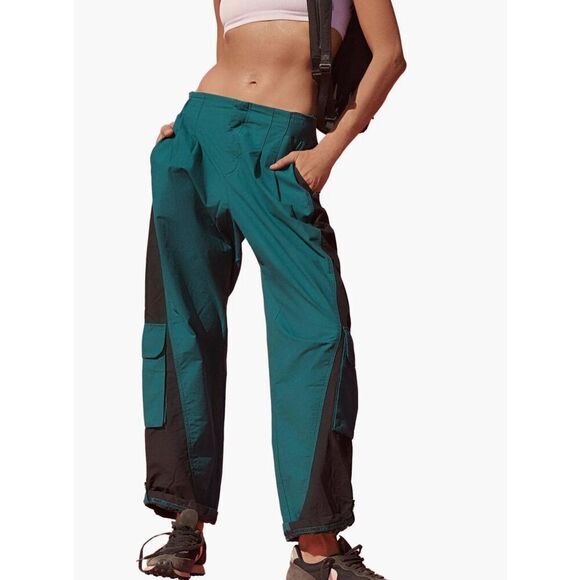 Free People MOVEMENT NWOT Mesmerize Me Colorblock Pants In Spruced Up Sz XS - Picture 1 of 12